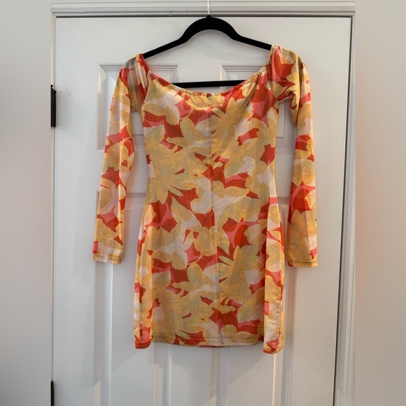 NWT Charlie Holiday Ellidy Floral Mini Dress US 4 Square Neck Bodycon Vacation - Picture 7 of 10